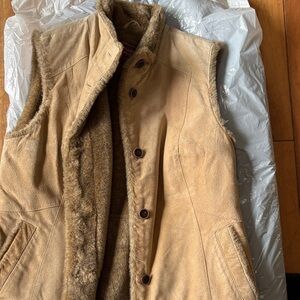 Eddie Bauer Beige Faux Fur Vest